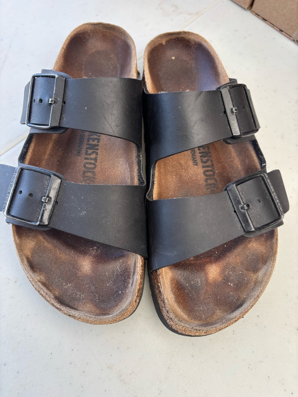Birkenstock womens Black Two-Strap Arizona Sandals 38